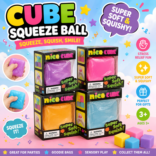Nice Squishy Ice Cube Pack – Solid & Glitter Slow Rise Stress Relief Fidget Toys
