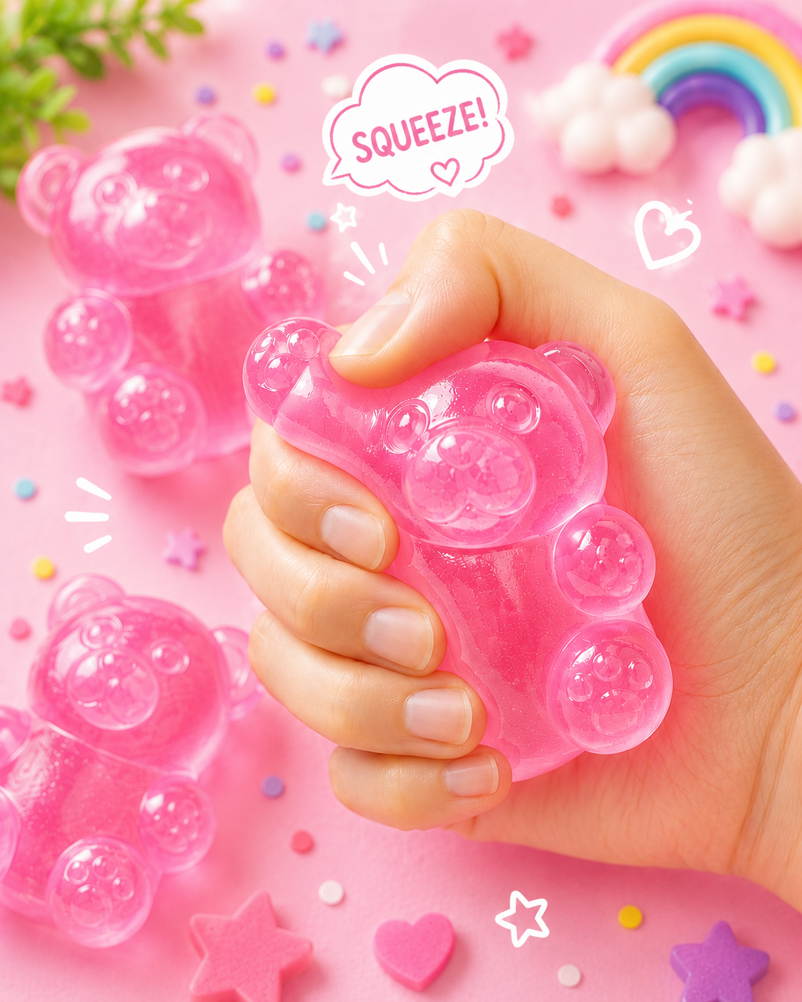 Nice Squishy Bear Pack – Slow Rise Stress Relief Fidget Toys | Blue, Pink, Purple & Gold