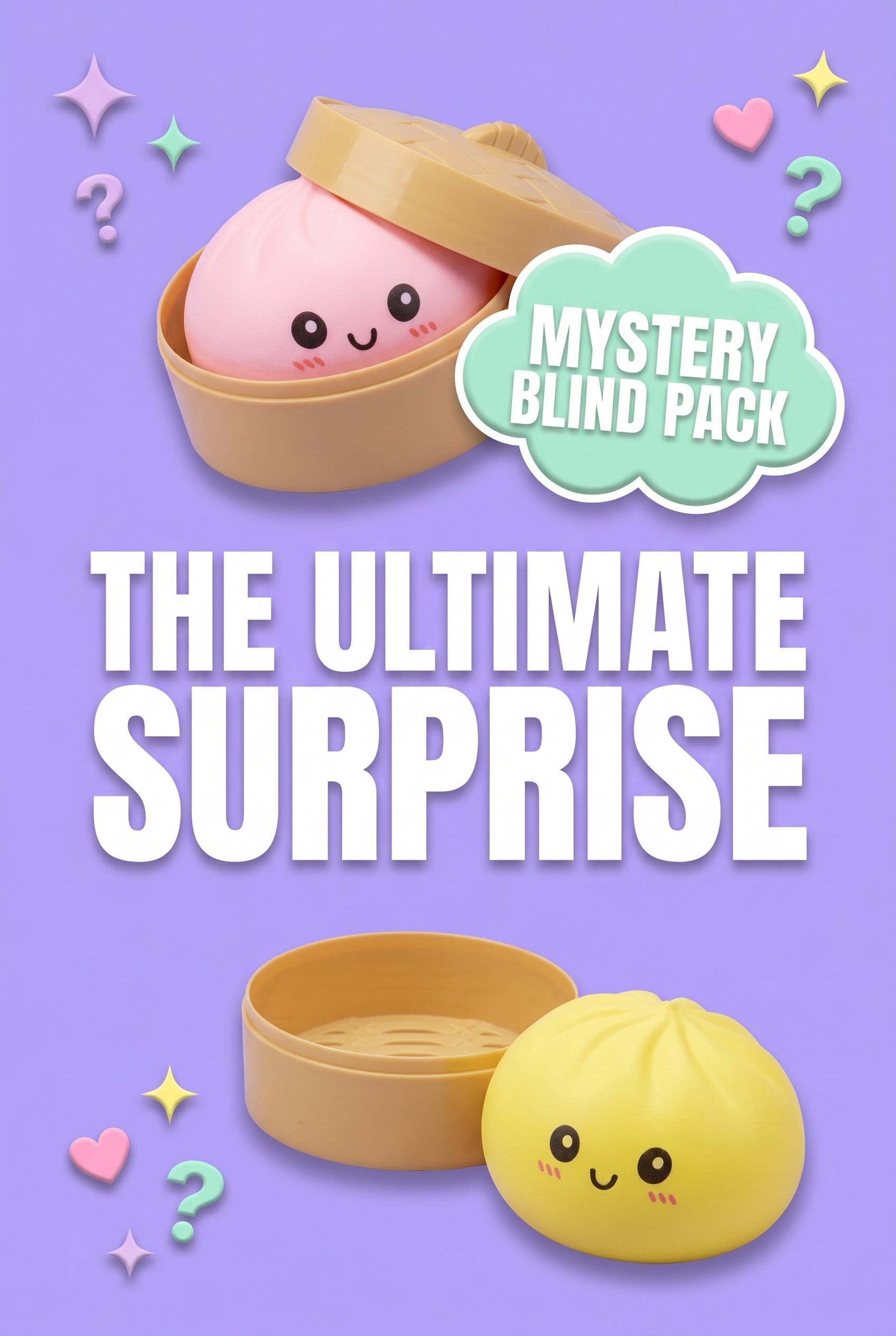 Mystery Dumpling Squishy Pack – Assorted Solid & Glitter Slow Rise Stress Relief Fidget Toys
