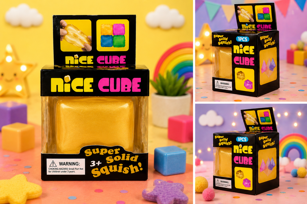 Nice Squishy Ice Cube Pack – Solid & Glitter Slow Rise Stress Relief Fidget Toys
