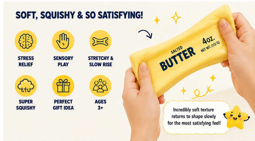 Squishy Slow Rise Butter – Soft Stress Relief Sensory Fidget Toy | Small & Large Sizes