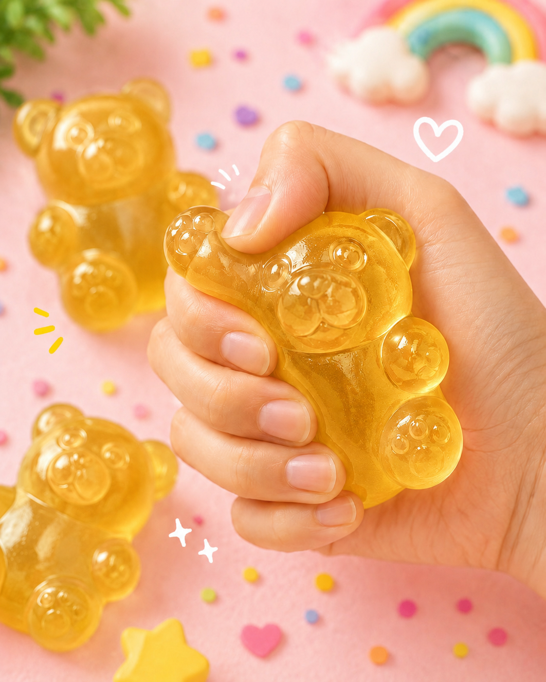 Nice Squishy Bear Pack – Slow Rise Stress Relief Fidget Toys | Blue, Pink, Purple & Gold