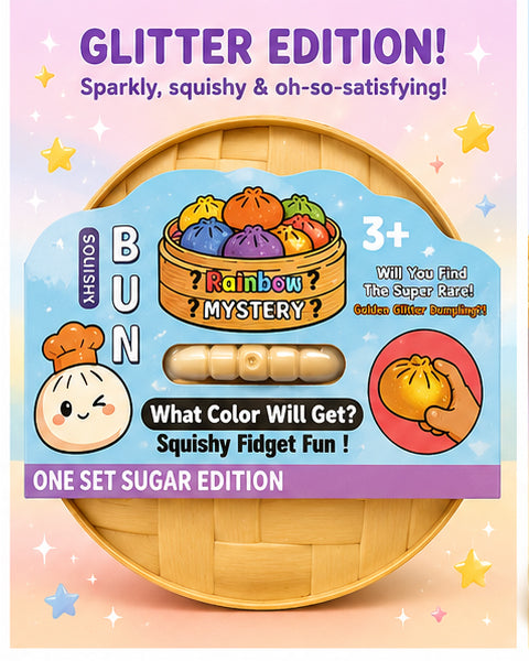 Mystery Dumpling Squishy Pack – Assorted Solid & Glitter Slow Rise Stress Relief Fidget Toys